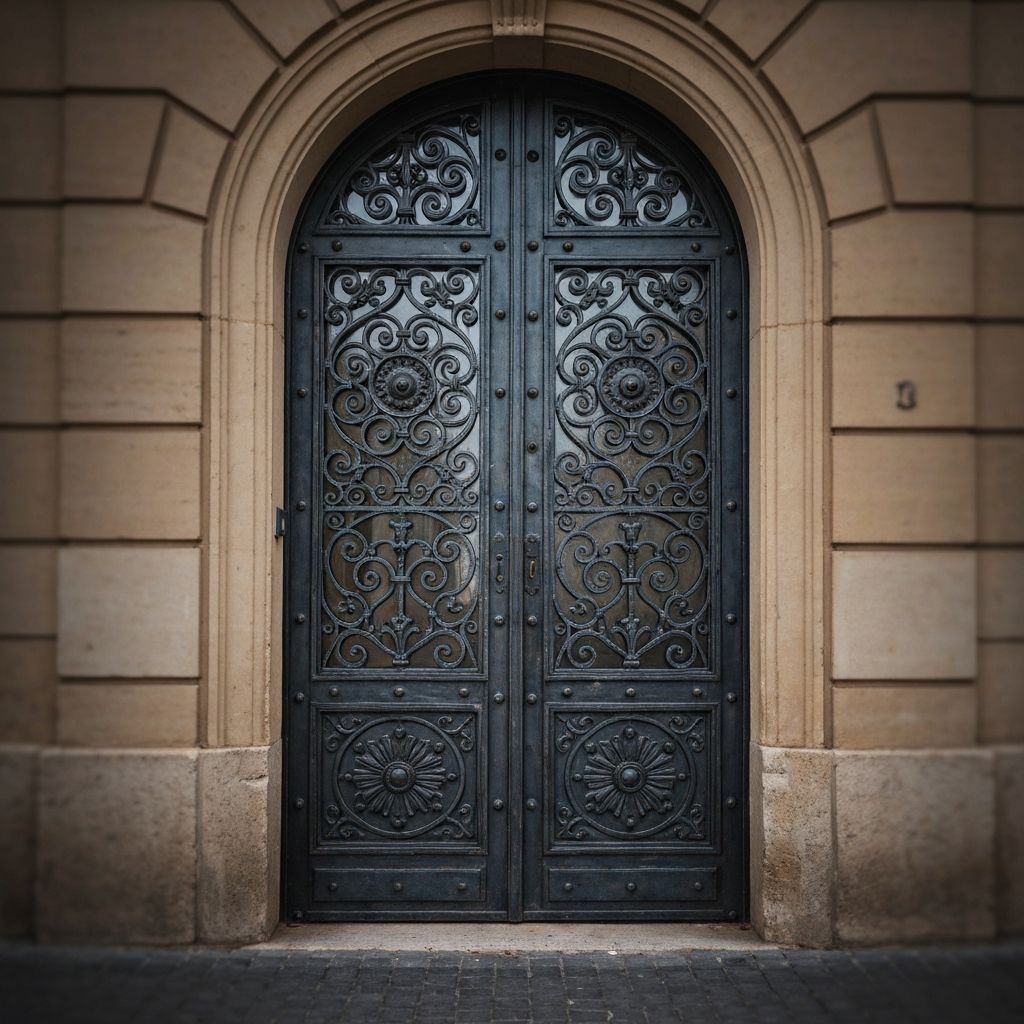 Puerta de hierro elegante